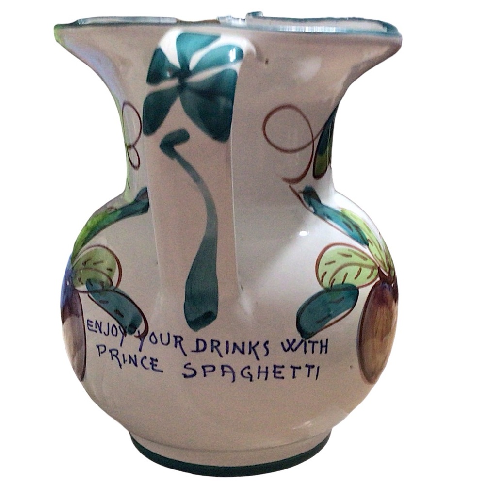 PRINCE MACARONI SPAGHETTI 1940s VINTAGE ITALIAN CERAMIC HAND-PAINTED PITCHER - Picture 3 of 12